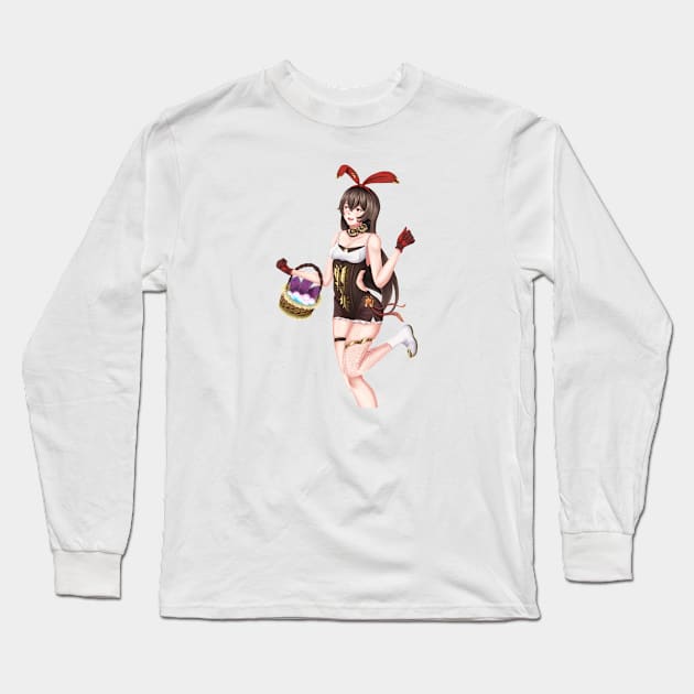 Bunny Amber Basket Long Sleeve T-Shirt by Antonydraws